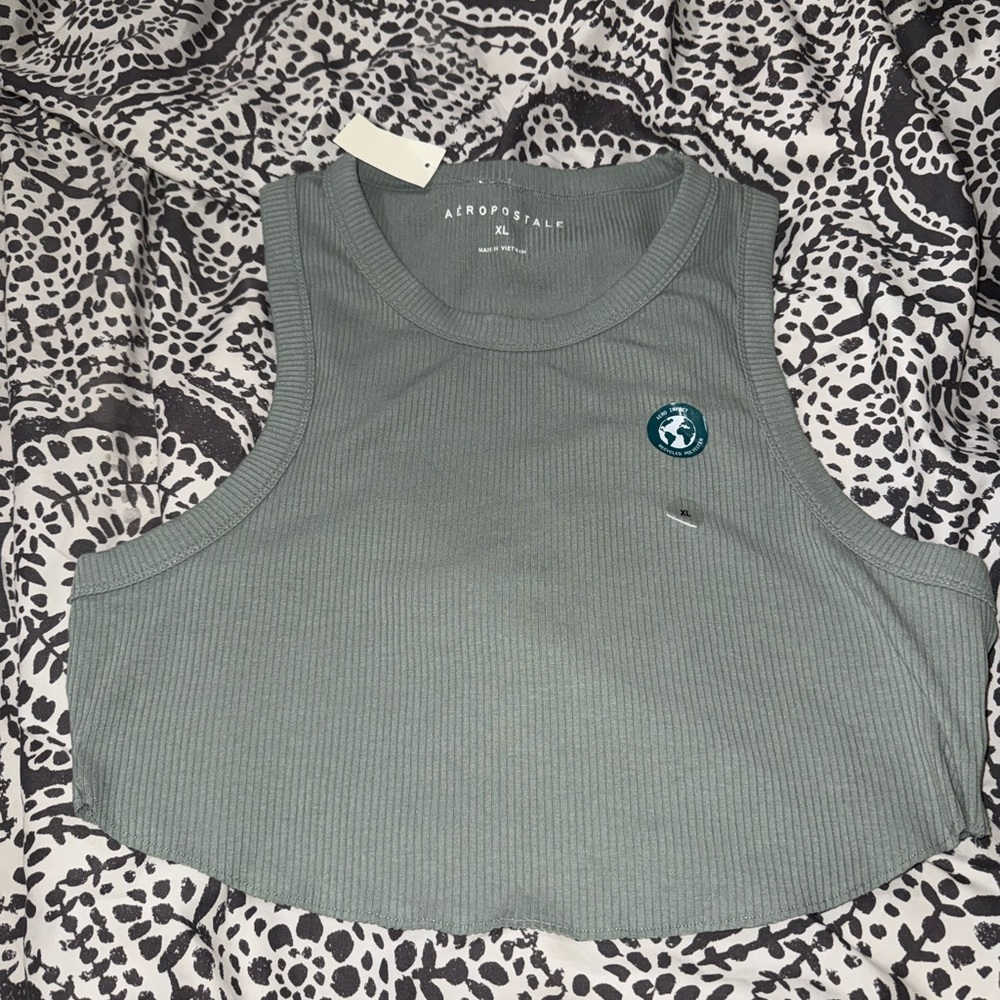 Aeropostale Green Ribbed Tank crop Top